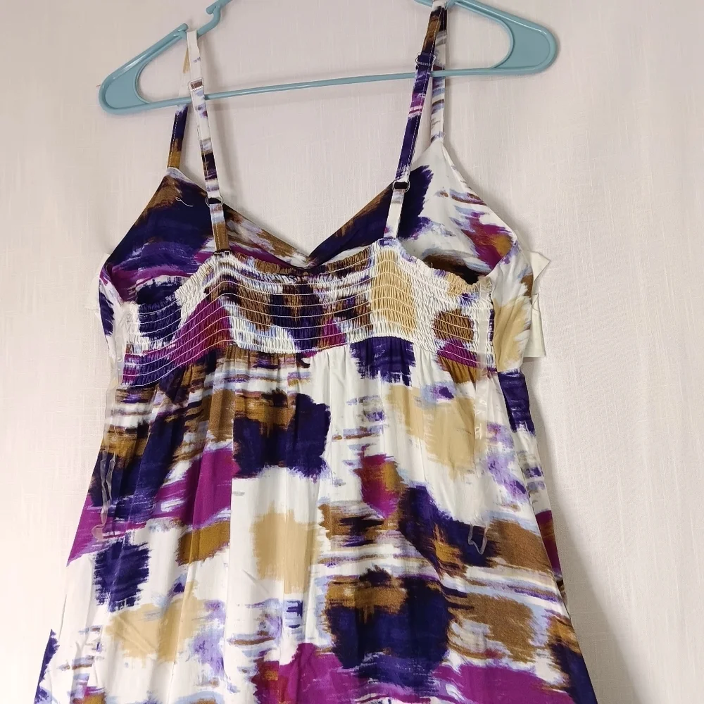 Women's maxi Sundress tie-dye style print Sleeveless Beach Rayon sz M. - Picture 15 of 17